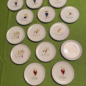 Vintage pottery barn hors d’oeuvre plates in the reindeer pattern